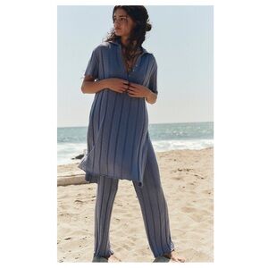 Anthropologie  Blue Paloma Ribbed Sweater Pant Set Size XS NWT